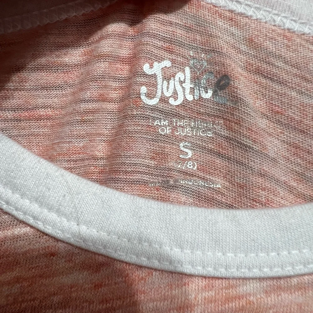 Justice Girls Orange Short Sleeve Tee Shirt Top Size Small 7/8